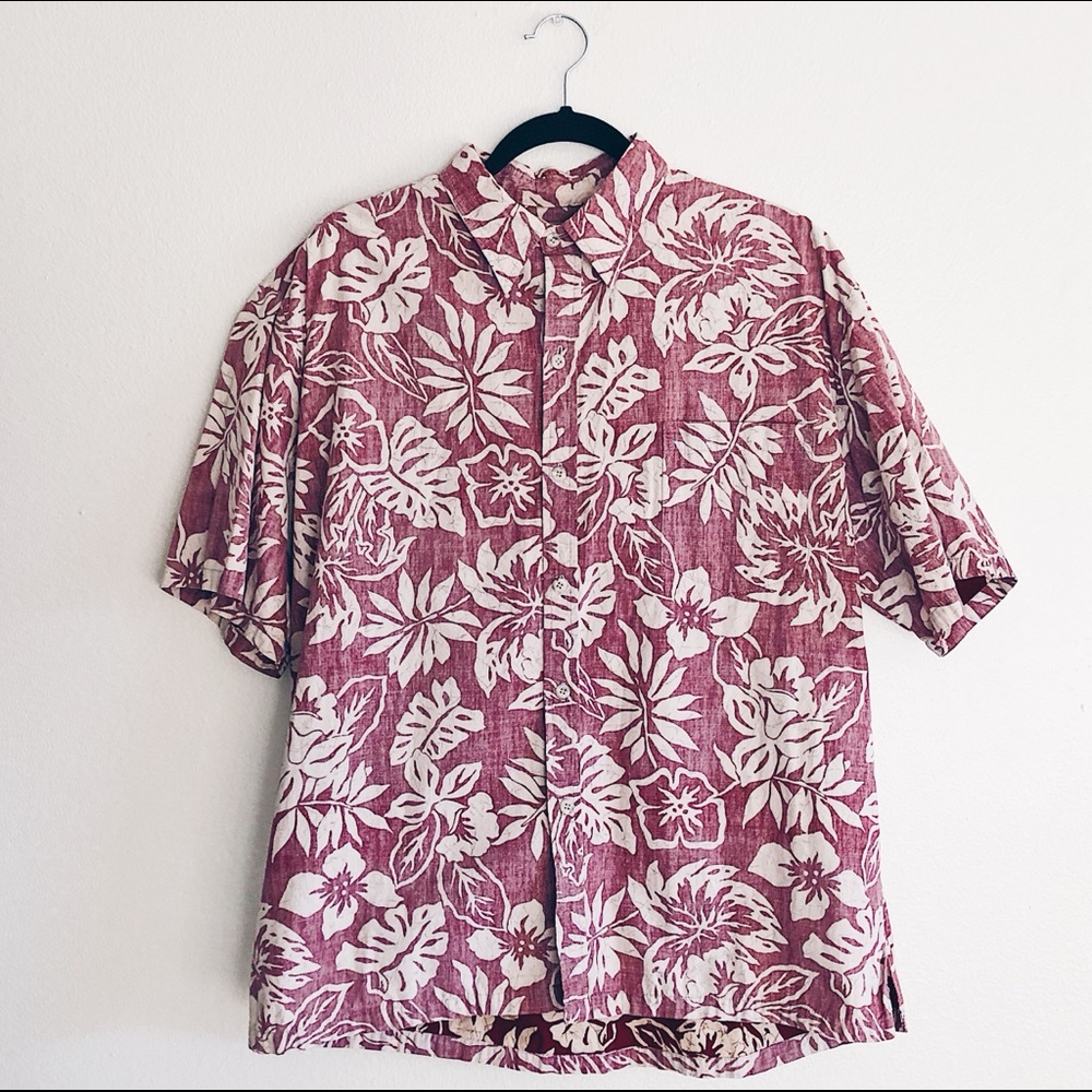 Cooke Street Pink Cream Hawaiian Shirt Sleeve Button Down Size XL